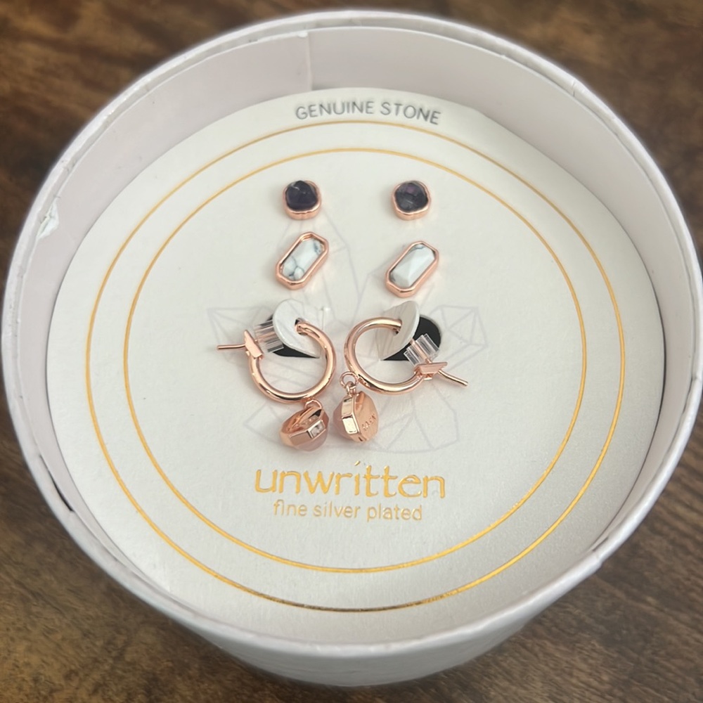 A set of 3  genuine stone earrings